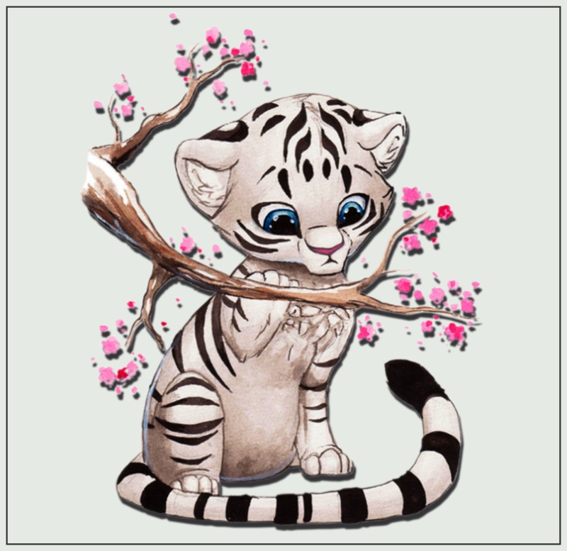 Gambar Harimau Kartun Putih