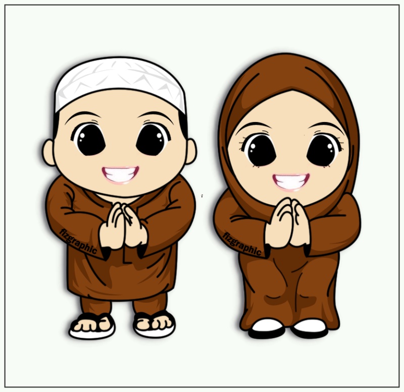 Gambar Kartun Muslim dan Muslimah