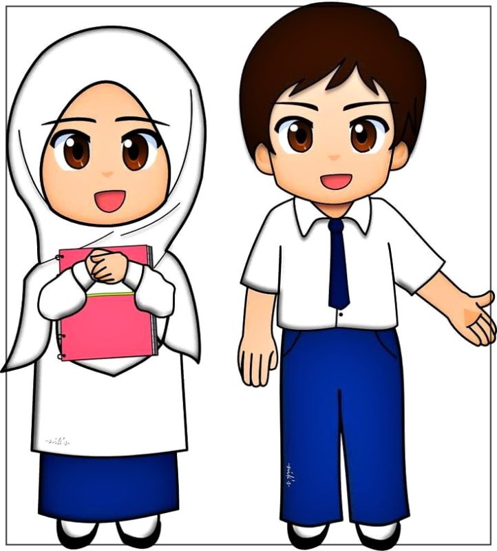 Gambar Kartun Muslimah Anak Sekolah