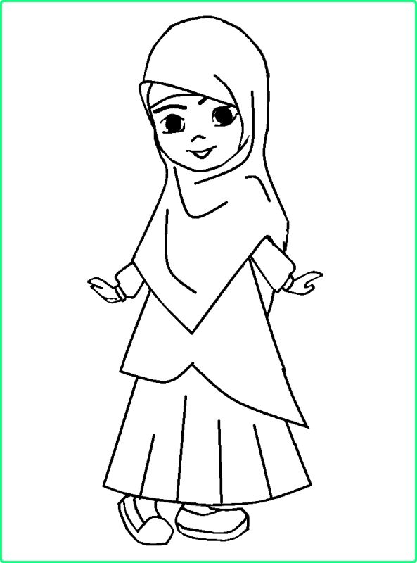 Sketsa Gambar Kartun Anak Muslim