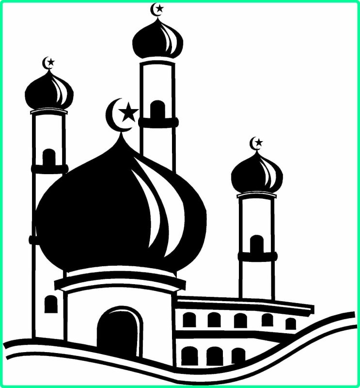 Sketsa Gambar Masjid Hitam Putih