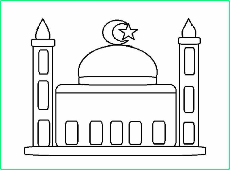 Sketsa Gambar Masjid untuk Anak SD 2