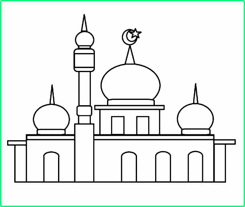 Sketsa Gambar Masjid untuk Anak SD