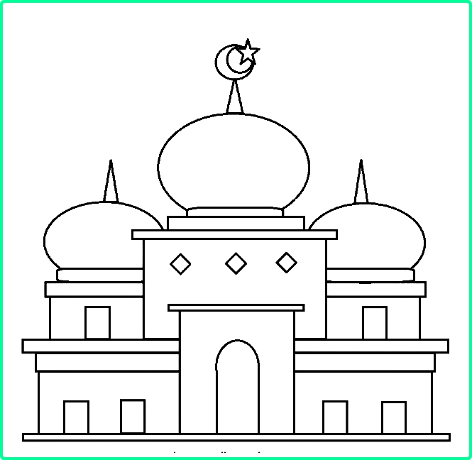 Sketsa Gambar Masjid untuk Lomba Mewarnai