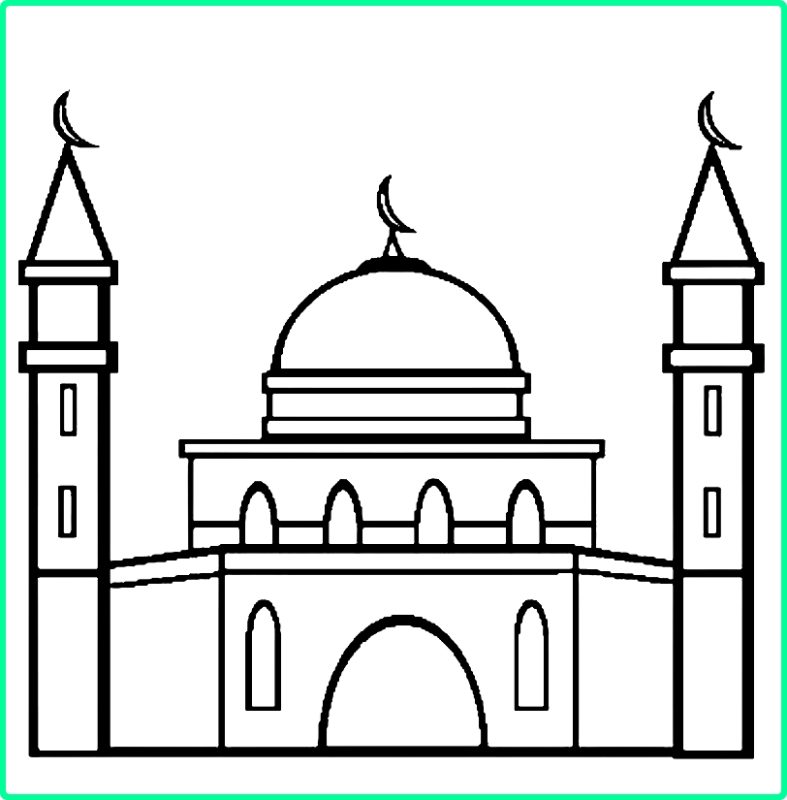 Sketsa Gambar Masjid yang Mudah