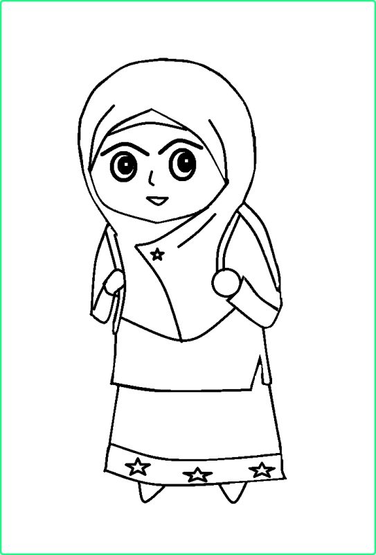 Sketsa Gambar Kartun Muslimah